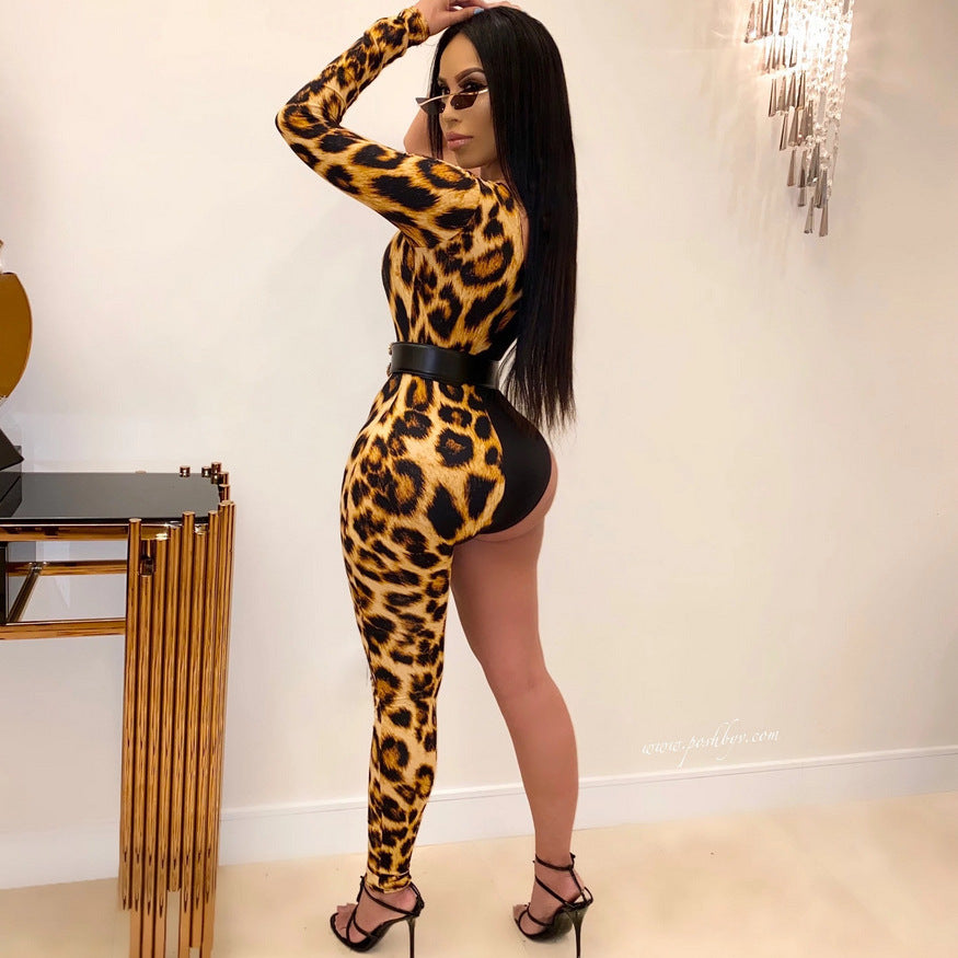 Women's figure-flattering one-piece with asymmetric design and leopard print Mune Fashion