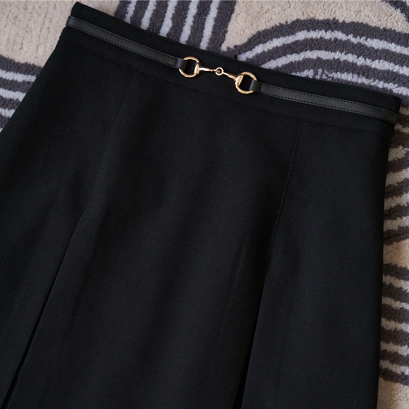 Women's midi skirt with swinging design and waist belt Mune Fashion
