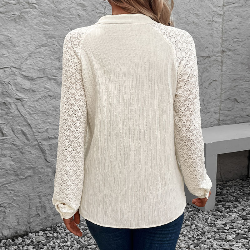 Women's Elegant Blouse with Crochet Sleeves Mune Fashion