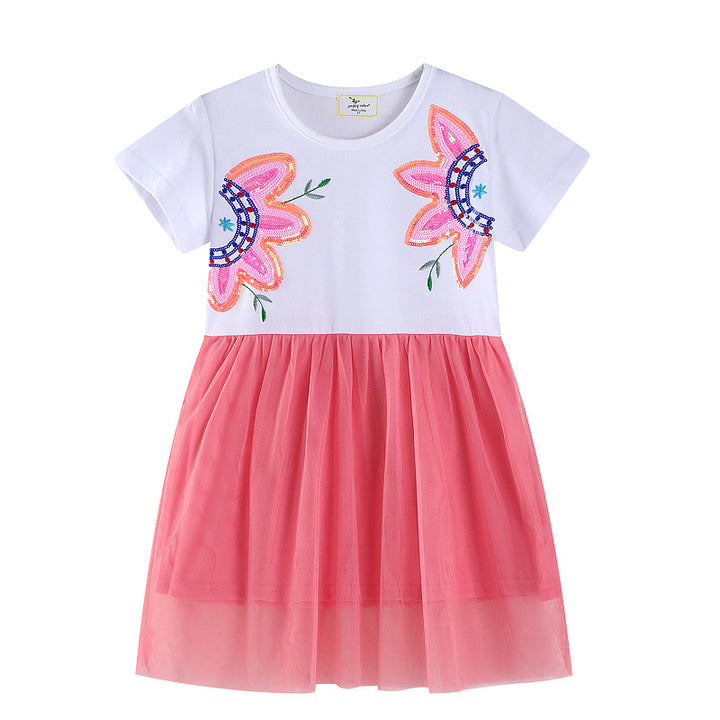 Girls tulle dress with floral embroidery design Mune Fashion