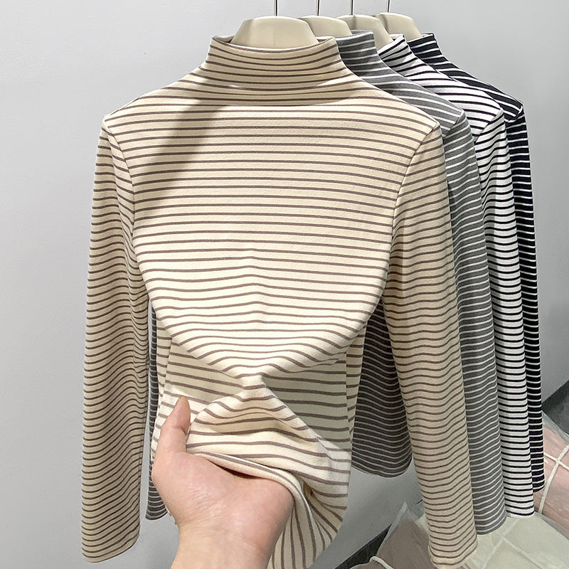 Ladies long sleeve ribbed top with high collar Mune Fashion