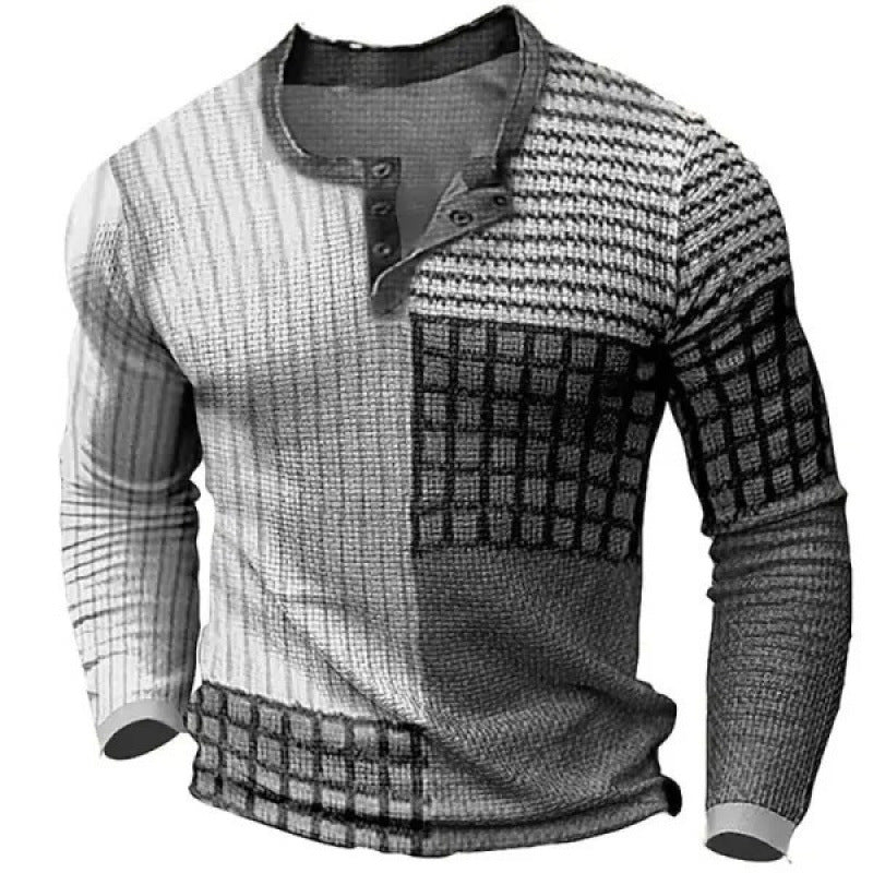 Men's sporty long-sleeve shirt with button placket Mune Fashion