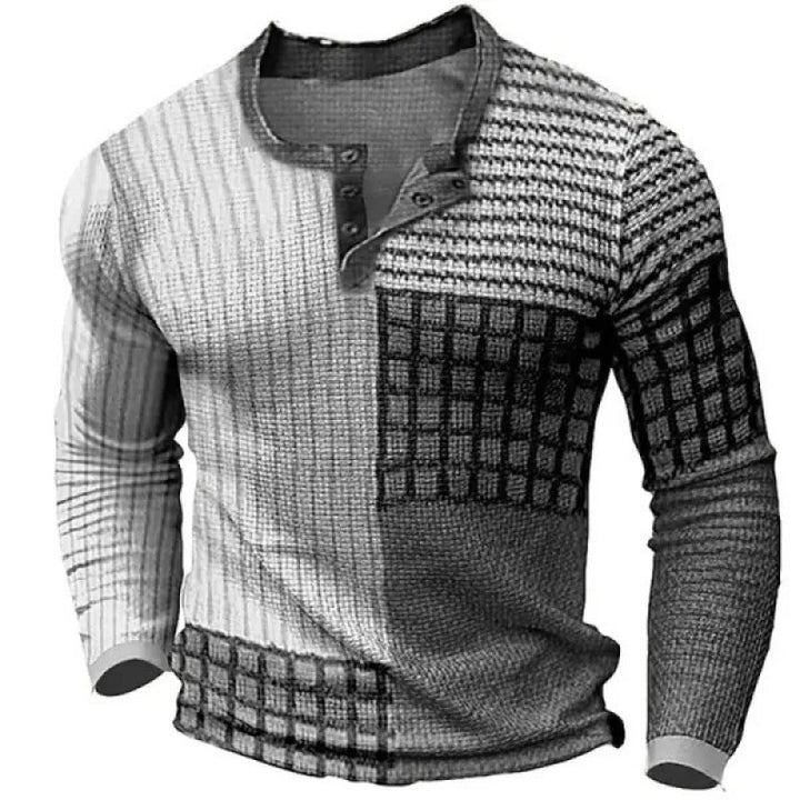 Men's sporty long-sleeve shirt with button placket Mune Fashion
