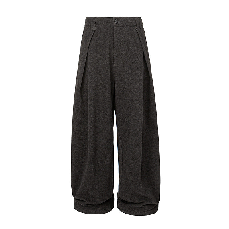 Women's Wide Palazzo Pants with High Waist, Pleats and Turned Hem Mune Fashion