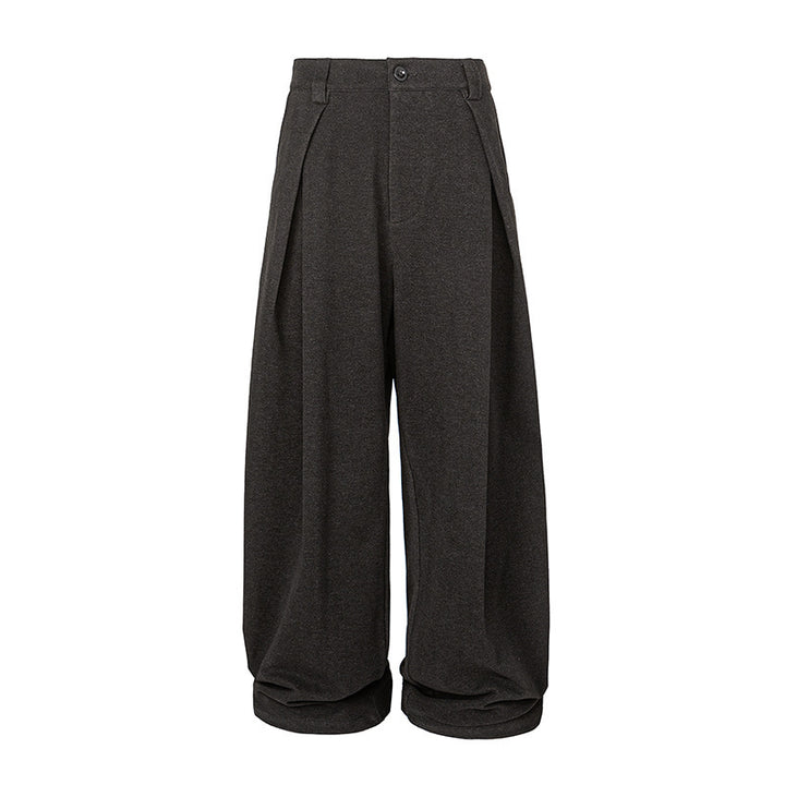 Women's Wide Palazzo Pants with High Waist, Pleats and Turned Hem Mune Fashion