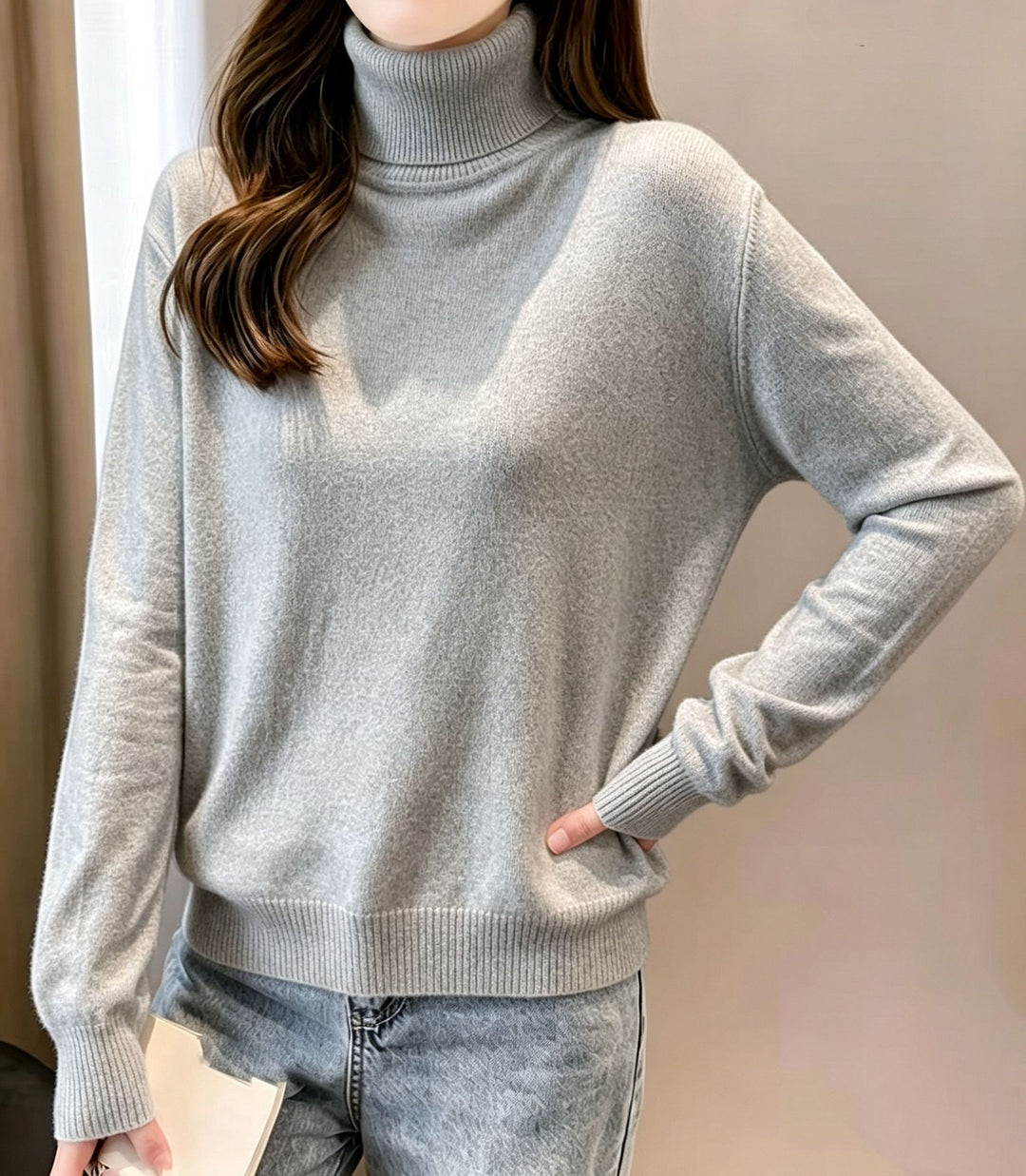 Women's turtleneck sweater with dropped fit and ribbed cuffs Mune Fashion