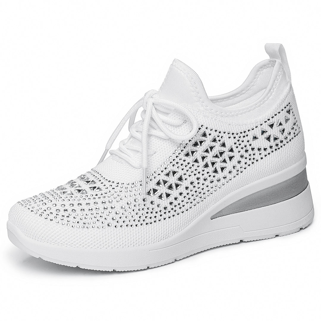 Women's knit platform sneakers with sparkling embellishment, sock-like entry, and shock-absorbing EVA midsole Mune Fashion