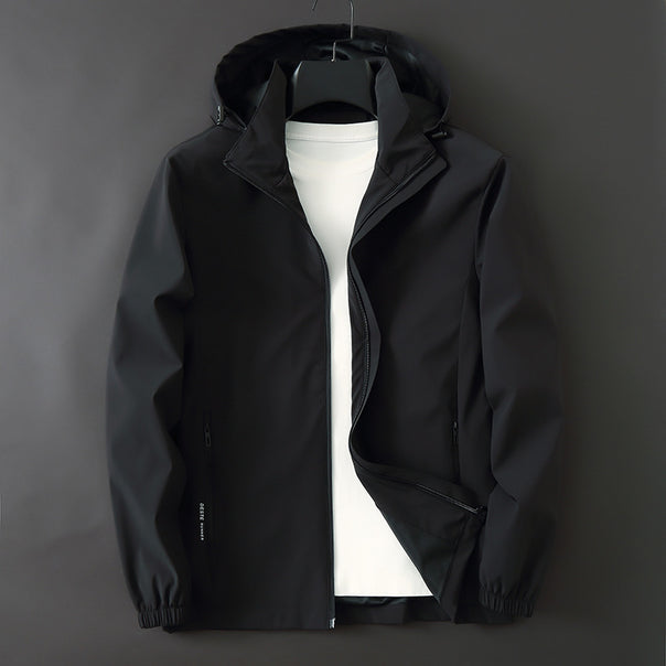 Men Functional Slim Softshell Hooded Jacket with Water-Repellent Coating and Elastic Cuffs Mune Fashion
