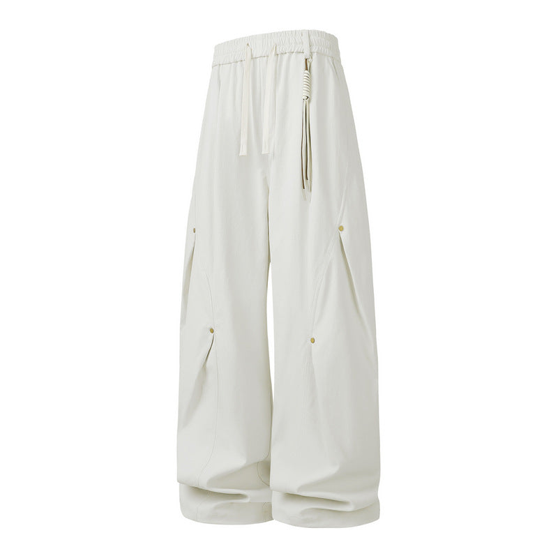 Women's Extravagant Wide Cargo Pants with Drawstring Waistband, Large Flap Pockets and Gathered Hem Mune Fashion