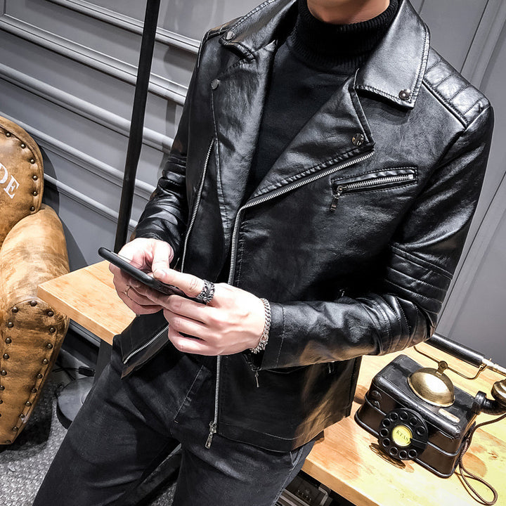 Men Stylish Faux Leather Biker Jacket Mune Fashion