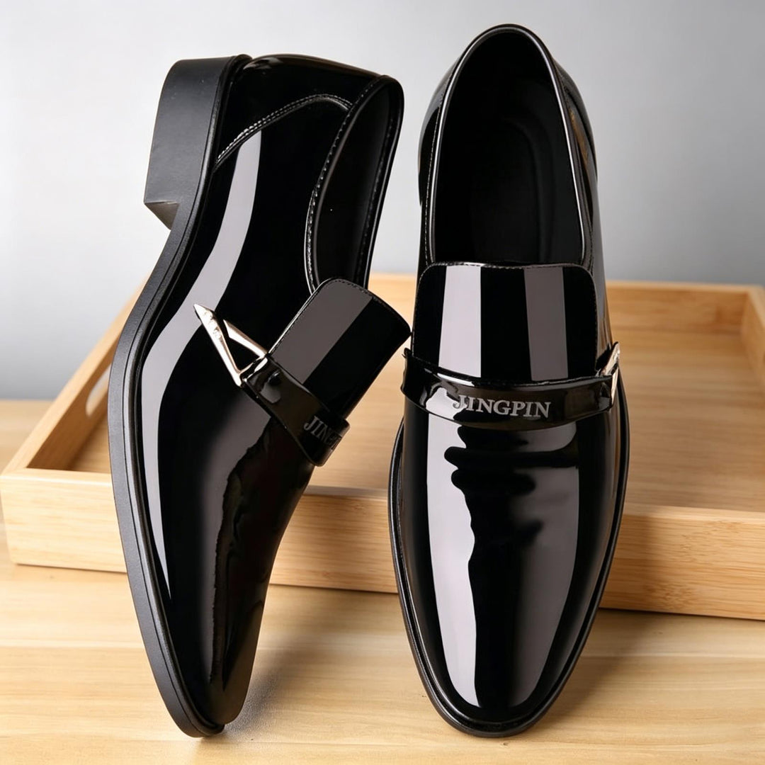 Men's Elegant Lace-up Shoes with High Gloss Mune Fashion