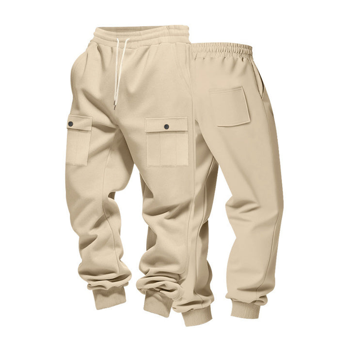 Men's cargo joggers with flap pockets, drawstring waistband, and ribbed ankle cuffs Mune Fashion