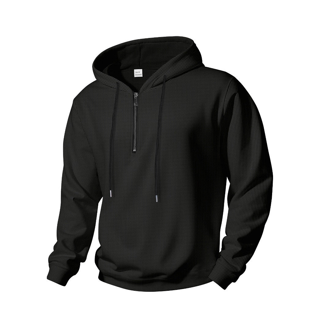 Men's half-zip hoodie made of cotton blend with drawstring and elastic ribbed cuffs Mune Fashion