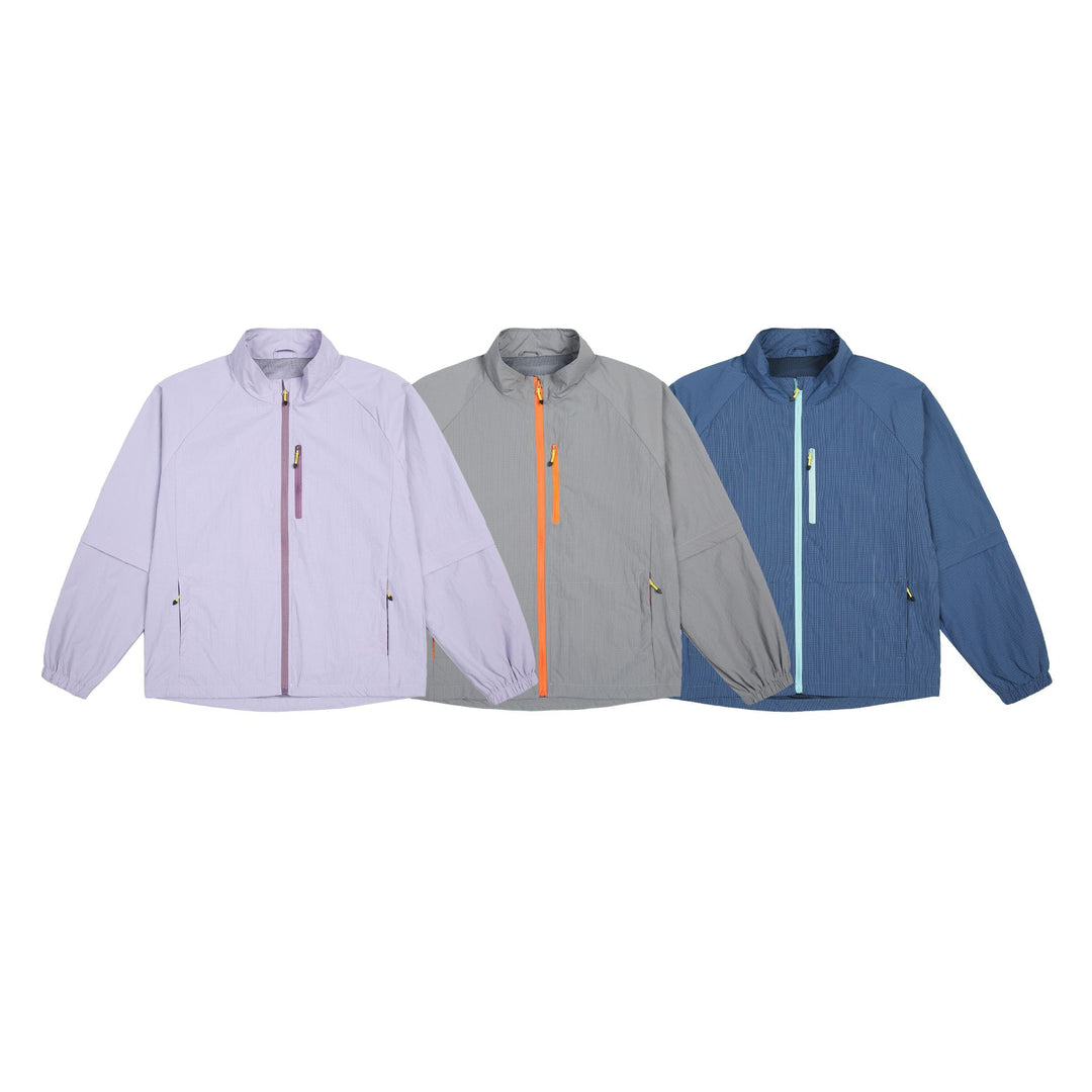 Men's lightweight ripstop overlay jacket with stand-up collar, chest pocket, and elastic cuffs Mune Fashion