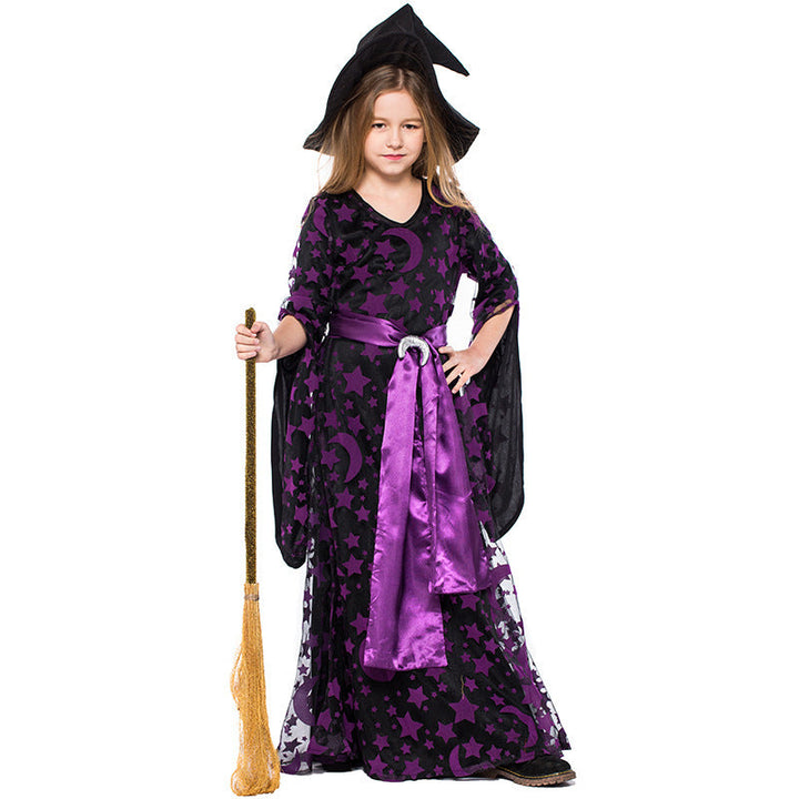 Girls Wizard Costume with Shimmering Cape and Detailed Hat Mune Fashion