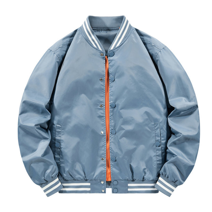 Men's Light Windproof Bomber with Striped Ribbed Cuffs and Contrasting Inner Lining Mune Fashion
