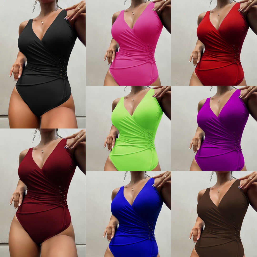 Women's One-Piece Swimsuit with Elegant Wrap Design Mune Fashion