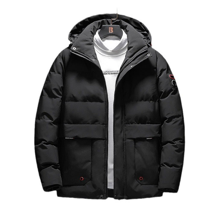 Men's Padded Short Parka with Hood, Water-Repellent Surface and Utility Pockets Mune Fashion