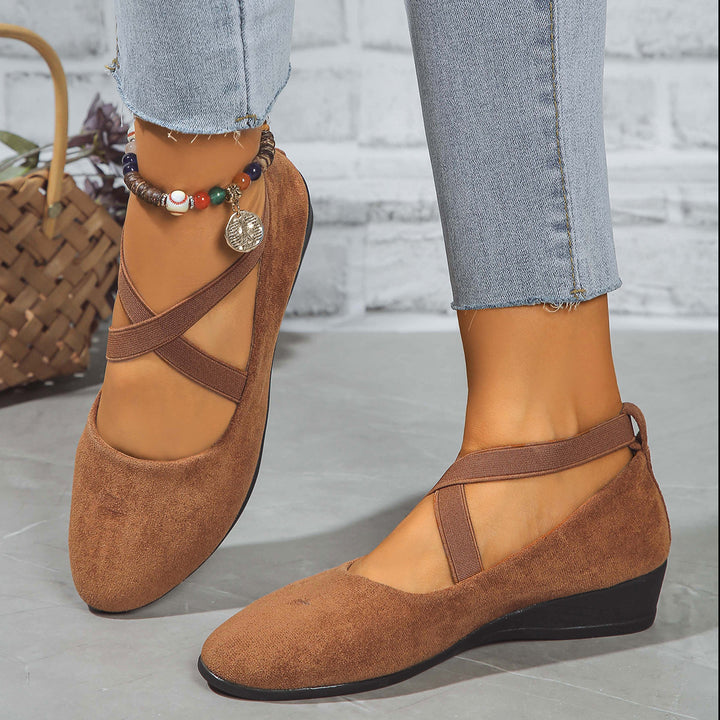 Ladies Slip-on Wedge Ballerina with Low Wedge Heel and Padded Comfort Insole Mune Fashion
