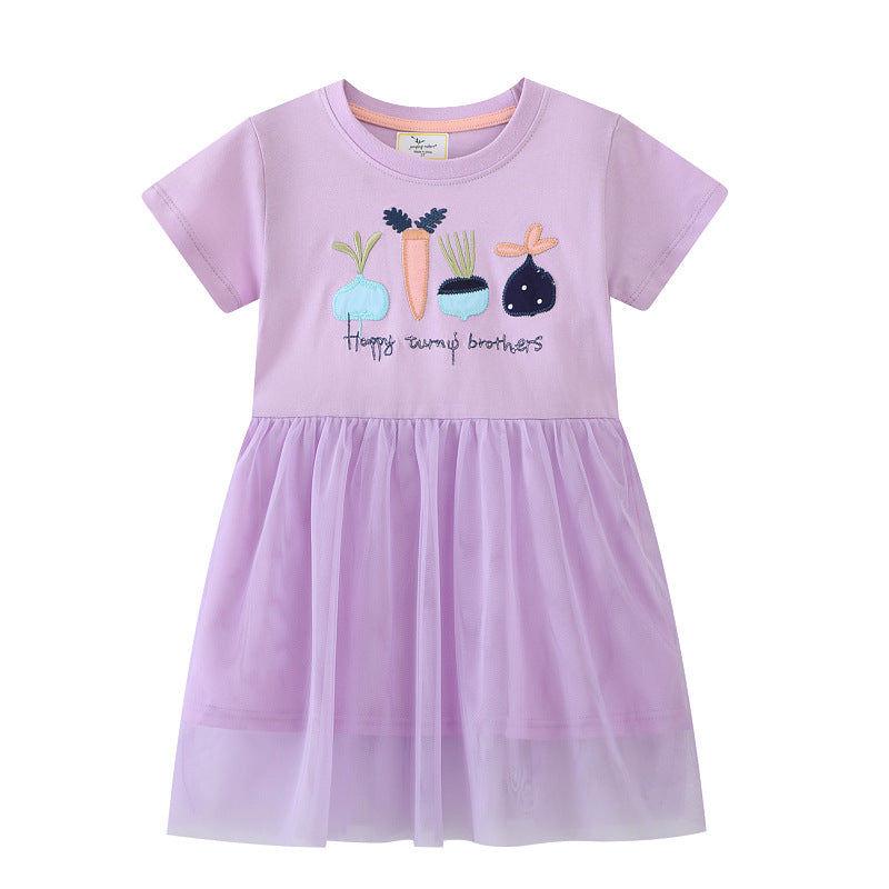Girl dress with floral embroidery design and tulle skirt Mune Fashion