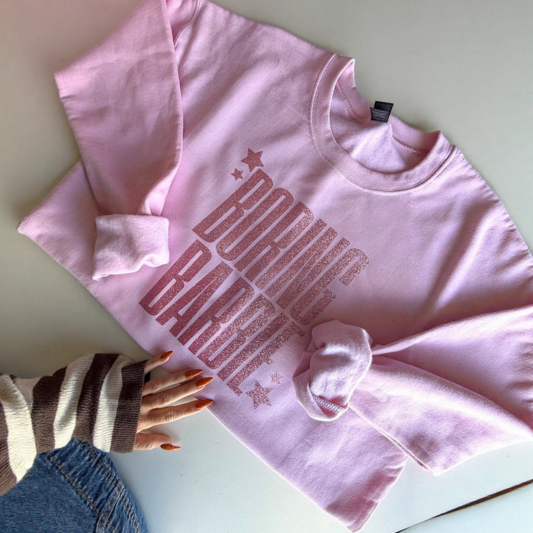 Women's glittering round neck sweatshirt with statement print and fleece-lined interior Mune Fashion