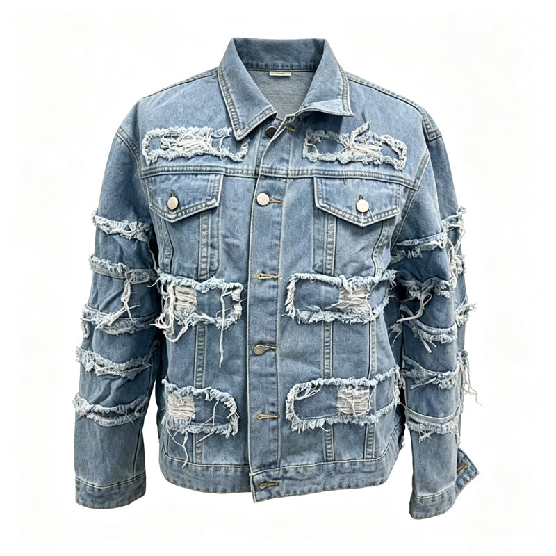 Men's Casual Destroyed Denim Jacket Mune Fashion