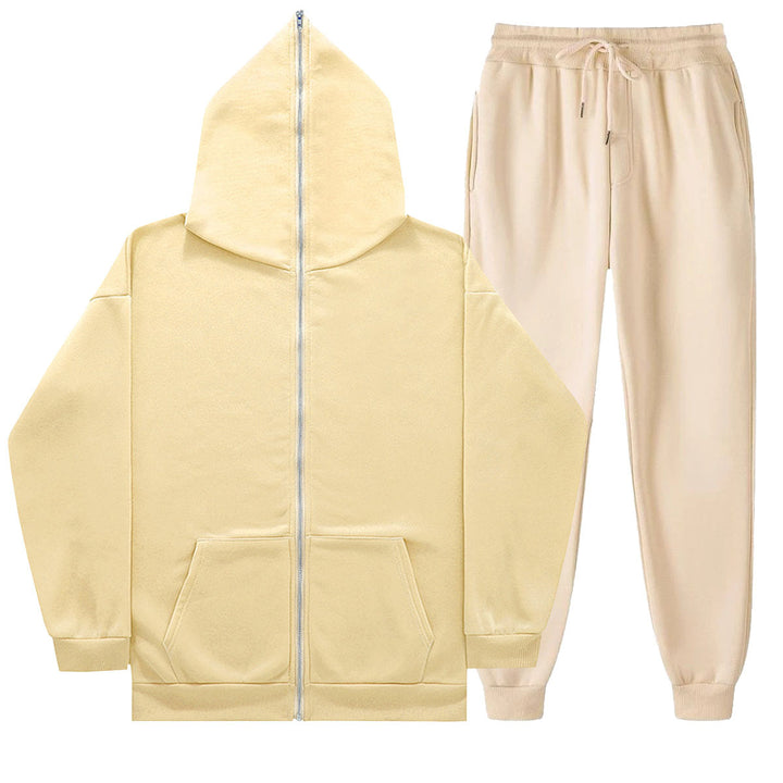 Unisex-light French Terry Zip Hoodie and tapered Jogging Pants set with raglan sleeves, kangaroo pocket, and elastic comfort waistband Mune Fashion