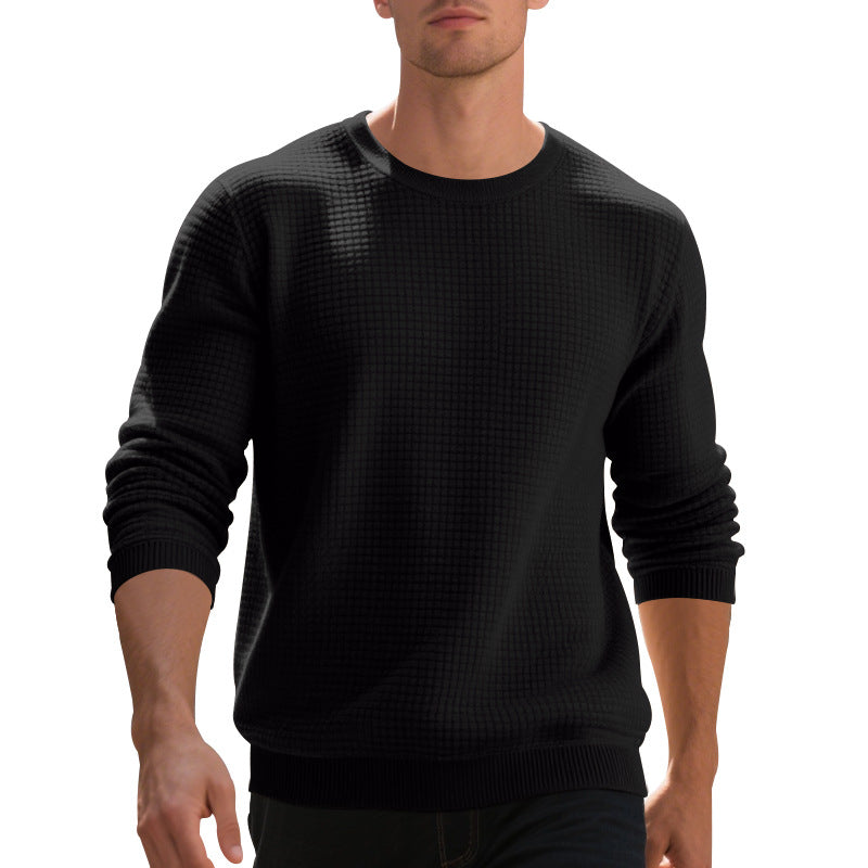 Men's structured knit sweater with waffle texture and round neck Mune Fashion