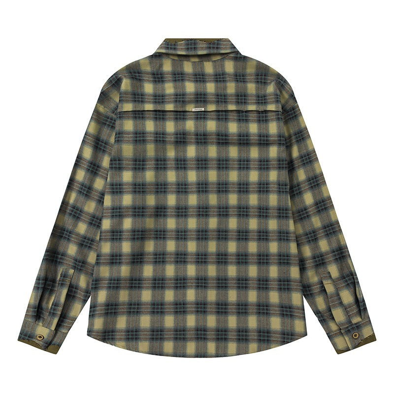 Men's boxy flannel shirt with rounded hem, patch chest pockets, and soft texture Mune Fashion