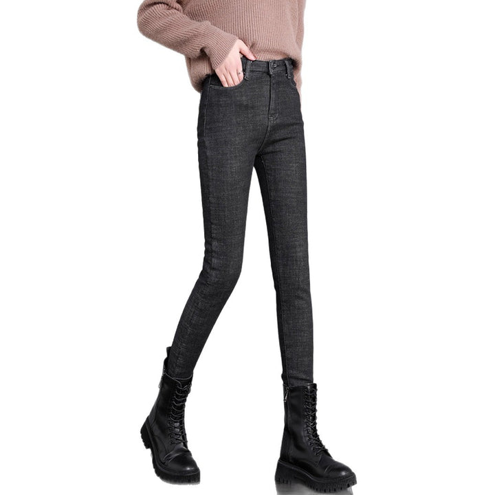 Women's high-rise skinny jeans with shaping stretch waistband and narrow ankle hem Mune Fashion