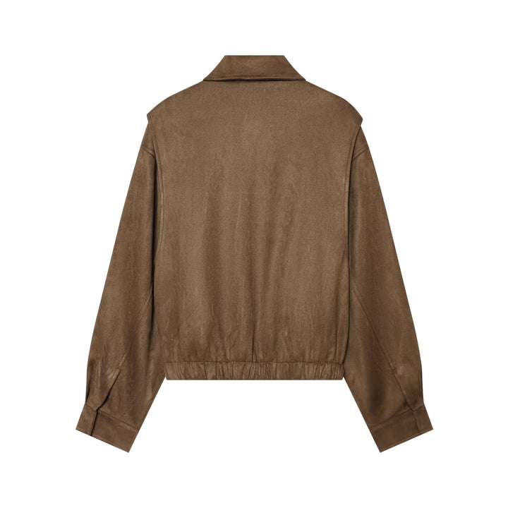 Women's Short Boxy Blouson in Suede Look with Flap Pockets Drune