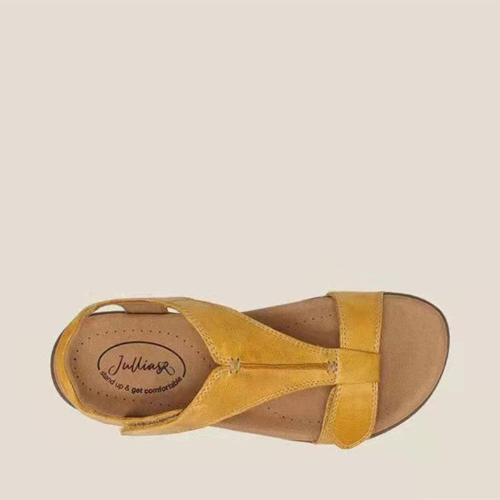 Women Comfortable Flat Sandals with Ergonomic Cork Comfort Footbed and Velcro Closure Mune Fashion