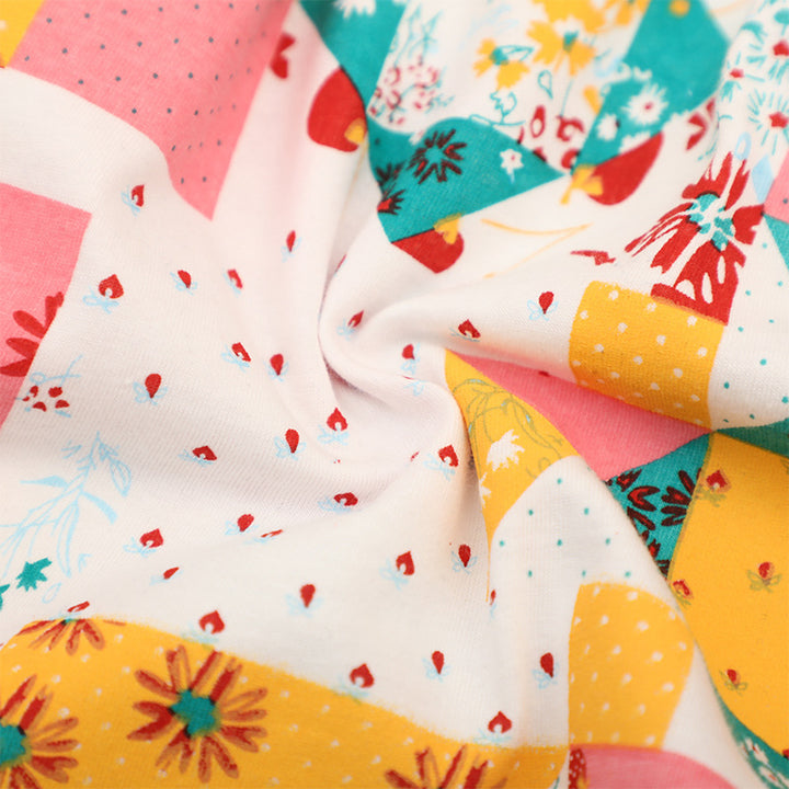 Girls Short Sleeve Dress with Cheerful Patchwork Design Mune Fashion