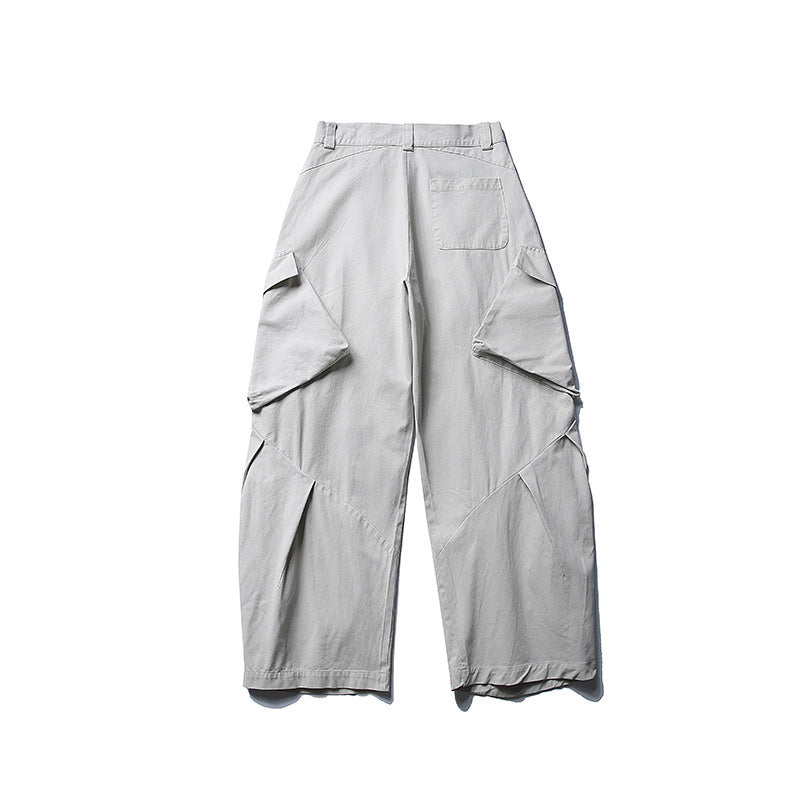 Men's wide cargo pants with asymmetrical flap pockets and cropped leg Mune Fashion