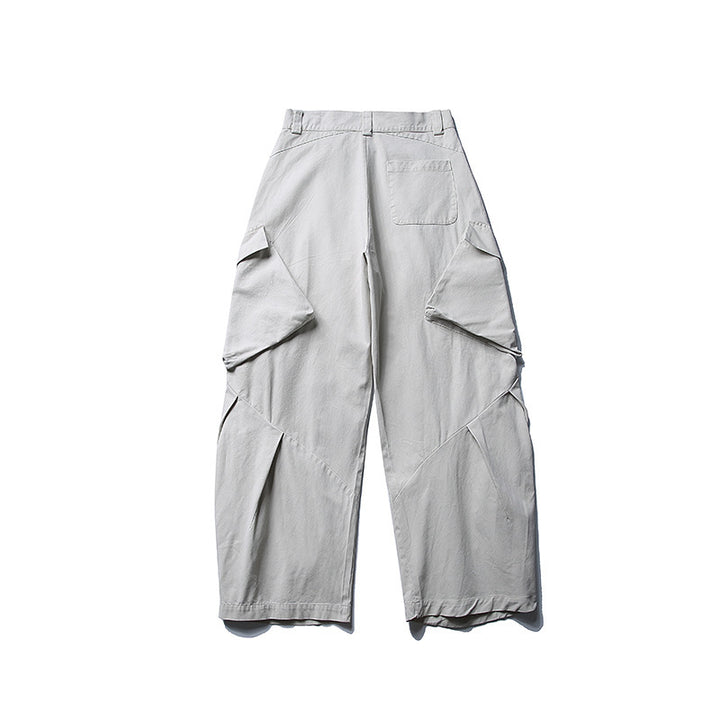Men's wide cargo pants with asymmetrical flap pockets and cropped leg Mune Fashion
