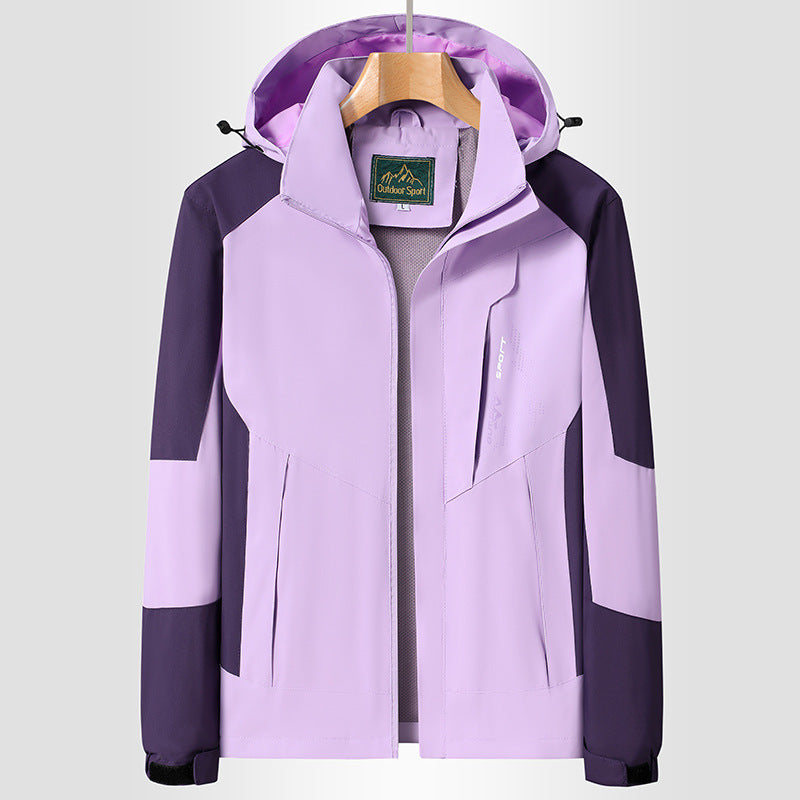 Women Softshell Trekking Jacket with breathable membrane, adjustable hood and colorblock design Mune Fashion