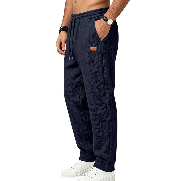 Men's Textured Jogging Pants with Elastic Waistband and Drawstring Mune Fashion