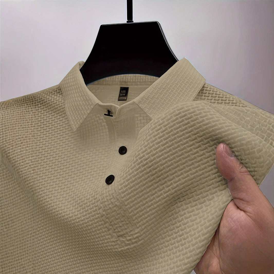 Men's structured short sleeve polo with pointed shirt collar and three-button placket Mune Fashion