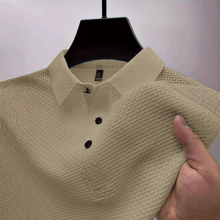 Men's structured short sleeve polo with pointed shirt collar and three-button placket Mune Fashion