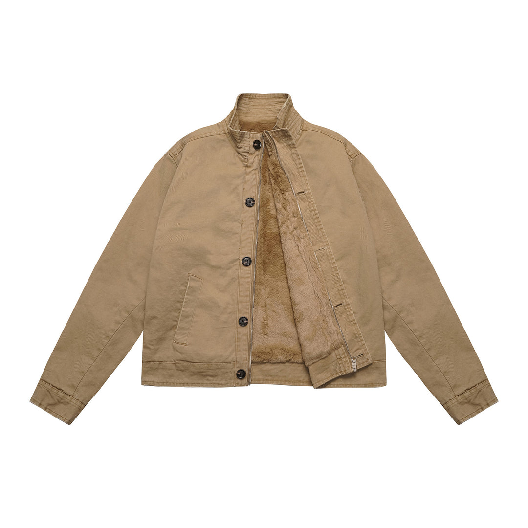 Men's short jacket in field blouson style with soft teddy lining and stand-up collar Mune Fashion