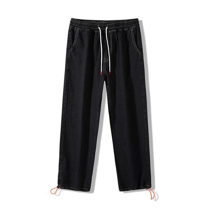 Men's Loose Denim Jogging Pants with Elastic Waistband, Drawstring & Adjustable Cuffs Mune Fashion
