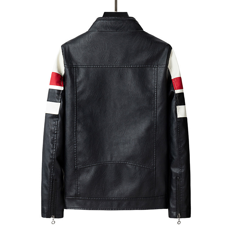 Men's Fashion Biker Jacket with Colored Stripes Mune Fashion