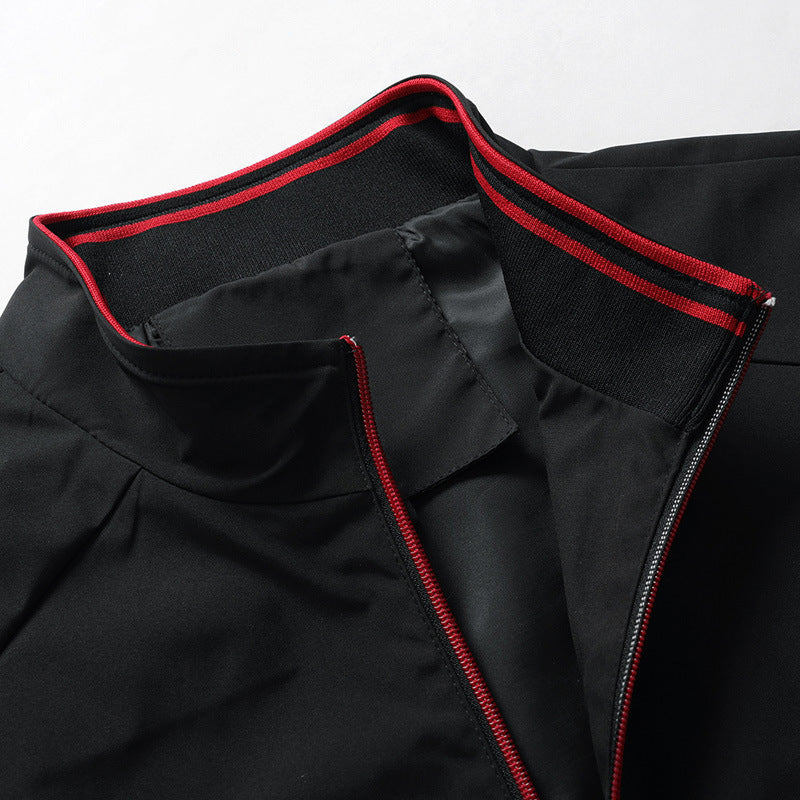 Men's lightweight softshell bomber with stand-up collar and contrast piping Mune Fashion