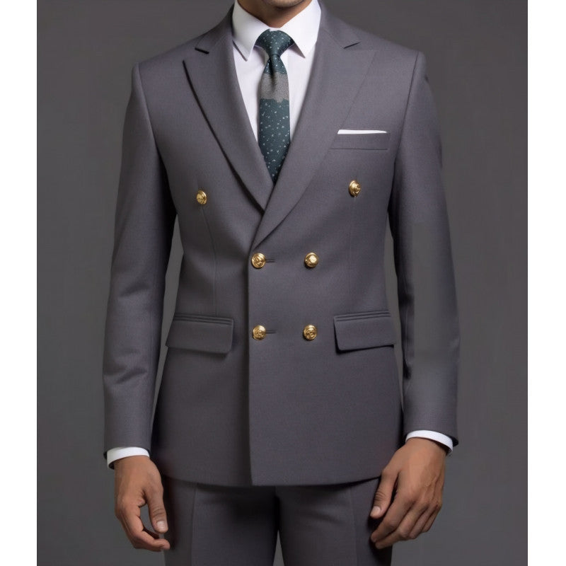 Men's double-breasted tailored suit with gold buttons Mune Fashion
