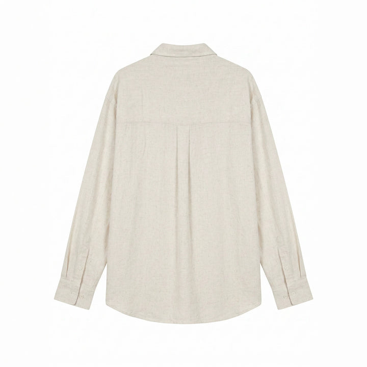 Unisex Lightweight Oversized Shirt in Linen Look with Kent Collar and Sleeve Tab Mune Fashion