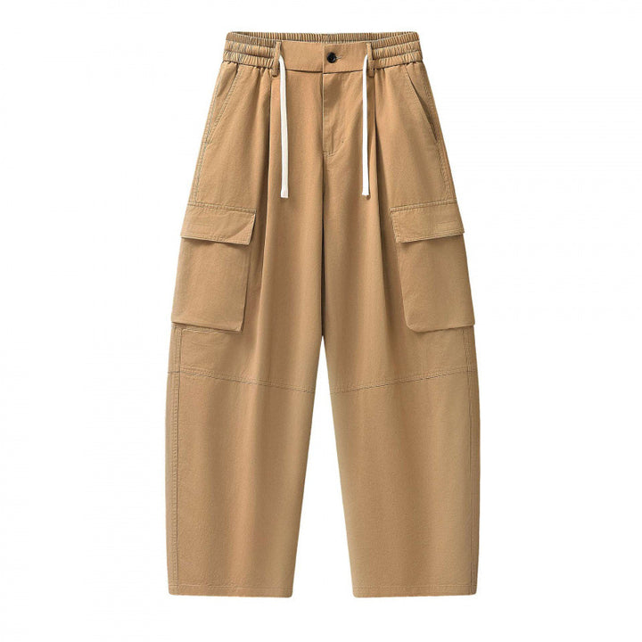 Unisex Baggy Cargo Pants with elastic waistband, drawstring and large flap pockets Mune Fashion