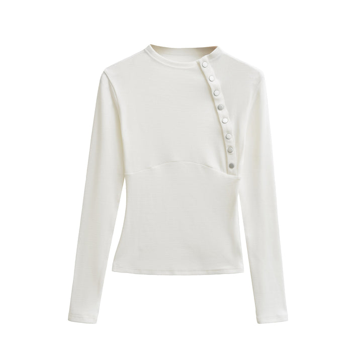 Women Fitted Long Sleeve with Asymmetrical Snap Placket Mune Fashion