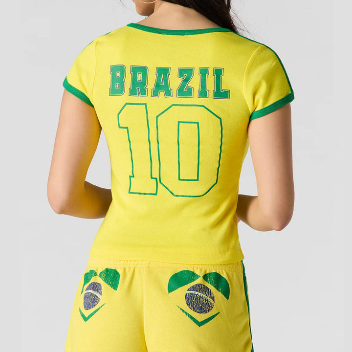 Women's sporty crop top and shorts set made of cotton blend Mune Fashion