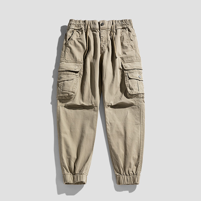 Men's Utility Cargo Jogger with Elastic Waistband, Drawstring and Multiple Pockets Drune