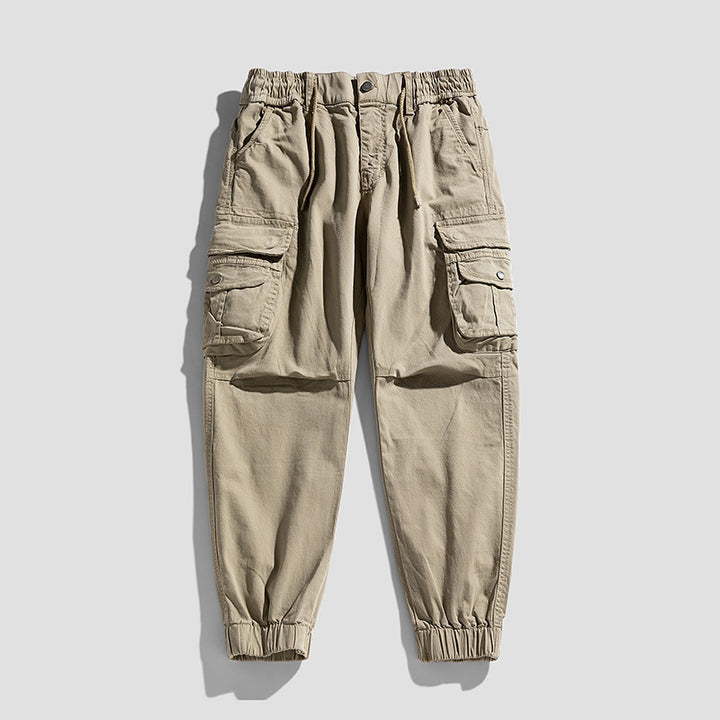 Men's Utility Cargo Jogger with Elastic Waistband, Drawstring and Multiple Pockets Drune